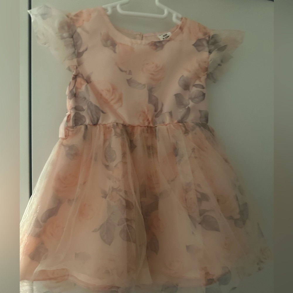 Coral orange floral dress
